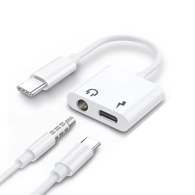 White 2in1 3.5mm type c(Charging, listening to music)