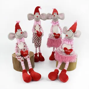 Handmade santo valentine 2024 Tecido Artesanato Ratos Ornamento Meninas Rosa Coração Artificial Mouse Casal Dia Dos Namorados Presente