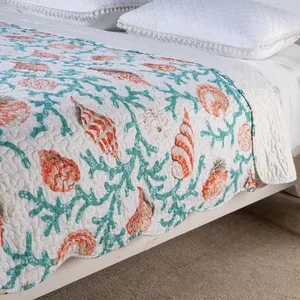 Edredor de cama reversível estampado floral, 3 peças, fashion, para casa, ultrassônico, colchoado, para cama