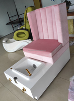 Meubles de salon de beauté, bar à ongles, fauteuil de luxe pour spa des pieds, fauteuil de pédicure en velours rose, fauteuil de reine