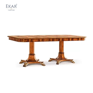 Table à manger impériale grand format EKAR St. <span class=keywords><strong>James</strong></span> |   Table à deux pieds en bois de burl de style anglais luxueux | - Product Image 1