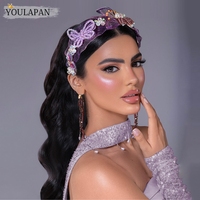 YouLaPan – bandeau à pampilles violet exquis, fabriqué en organza perlé, accessoires pour cheveux de mariée, pour banquet de mariage, fête, danse, YXA336