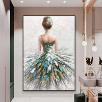 Décoration murale pour la maison, peinture d'une jeune fille élégante, peinture acrylique moderne peinte à la main sur toile, sans cadre, salon