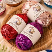 Handmade High Quality Chunky Metallic T-Shirt Yarn Sparkle Polyester Fabric Strip Yarn Bulk for Hand Knitting Craft DIY Crochet