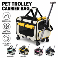 Sac de transport pour animaux de compagnie avec roulettes, tissu 600D, roues amovibles, coussin réversible pour chats et chiens, sac à dos de transport pour animaux de compagnie