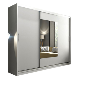 Moderne Chambre En Bois <span class=keywords><strong>Placard</strong></span> 1 <span class=keywords><strong>Miroir</strong></span> 3 <span class=keywords><strong>Portes</strong></span> Coulissantes <span class=keywords><strong>de</strong></span> stockage personnalisé fait <span class=keywords><strong>de</strong></span> grandes armoires - Product Image 2
