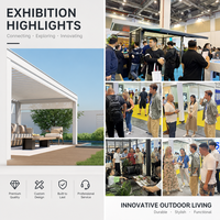 Pérgola de Aluminio de Lujo, Impermeable, con Techo de Láminas Motorizadas, Puerta Corredera de Vidrio, Bioclimática, para Jardín Exterior