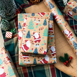 Papel de Regalo Navideño Kraft con Diseño de Árbol de Navidad y Santa Claus, 17 Pulgadas x 32.8 Pies, Papel Reciclable para Manualidades y Regalos, Uso Festivo - Product Image 6
