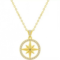Collar con Colgante de Estrella de la Suerte LUOYUNE, Collar de Cadena con Eslabones Circulares de Cobre Chapado en Oro de 18K con Circonita Cúbica para Mujer, Regalos