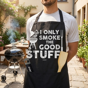 VAGAVY Grembiule in Cotone con Tasche per Barbecue, Regalo di Natale per Papà, Marito, Uomo, Grembiule Nero per Grigliate - Product Image 6