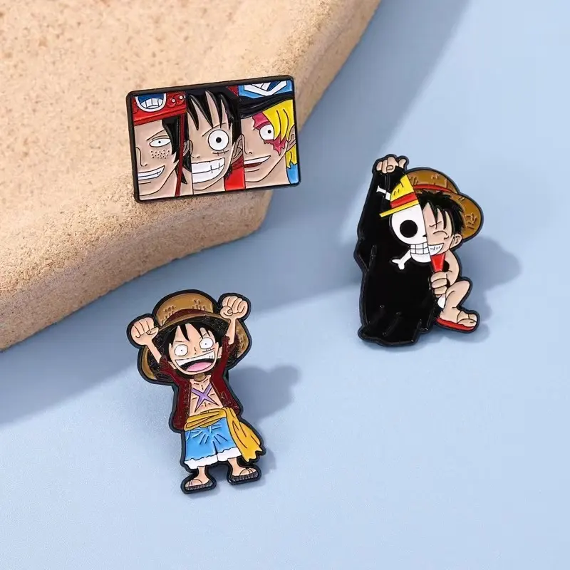 Japanese Anime One-Piece Monkey D Luffy Enamel Pin Funny King of Pirates Brooch Backpack Lapel Badge Fashion Jewelry Gift