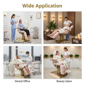 Table de massage électrique pour <span class=keywords><strong>cils</strong></span>, lit de beauté avec base dorée en acier inoxydable, chaise de beauté OEM, table de massage électrique pour spa, salon de beauté, soins du visage et <span class=keywords><strong>cils</strong></span> - Product Image 2