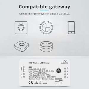 Gledopto ZigBee 30ควบคุมแสง2.4G RF รีโมทควบคุมไฟ LED Pro พร้อมการควบคุมด้วยเสียงเข้ากันได้กับ <span class=keywords><strong>Echo</strong></span> <span class=keywords><strong>Plus</strong></span> และ Studio - Product Image 4