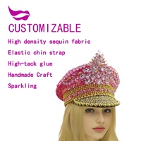 Sombrero Rosa Intenso con Lentejuelas y Pedrería para Festivales, Fiestas, Burning Man, Estilo Y2K, Accesorio de Disfraz Brillante para Exteriores, Unisex para Adultos
