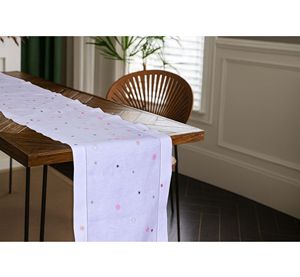 Chemin de table en lin Starlight |   Linge de table 100% lin naturel de qualité supérieure, écologique et réutilisable, design élégant à motifs étoilés - Product Image 1