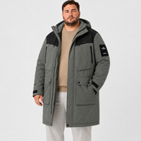 Parka matelassée en duvet pour homme, à capuche, longue, avec fermeture éclair intégrale, poches, vêtements d'extérieur d'hiver, grandes tailles, surdimensionnée, 6XL 7XL