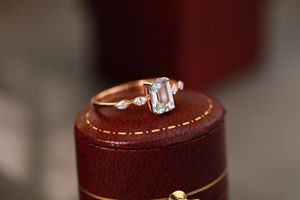 Xinfly Classic 18K Marquise Cut Diamond Aquamarine <b>Ring</b> for Wedding Engagement Gift Party or Everyday Wear - Product Image 3