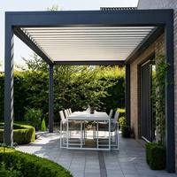 Pergola moderne en aluminium à persiennes orientables, taille personnalisée, toit bioclimatique électrique automatique, imperméable, protection solaire extérieure, écologique