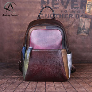 Mochila de Cuero Vacuno Genuino Andong para Mujer, Estilo Vintage, Color Aleatorio, Gran Capacidad, Bolsos de Hombro de Viaje, Mochilas para Damas - Product Image 1