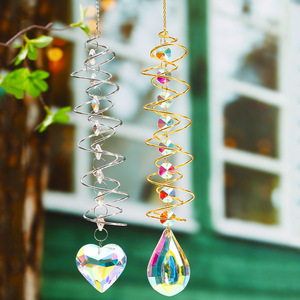 Boule de <span class=keywords><strong>regard</strong></span> 3D durable spirale d'échappement rotation stabilisateur coeur cristal attrape-soleil pendentif arc-en-ciel jardin ornement fait durable - Product Image 2