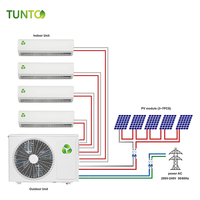 Climatiseur hybride intelligent multi-zones à énergie solaire et électrique, 2-5 zones, chauffage à fréquence fixe, usage domestique et extérieur