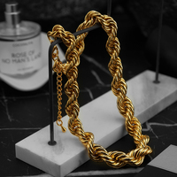 Collier en laiton plaqué or 18 carats, chaîne torsadée irrégulière et creuse, style hip-hop pour femmes, P243464