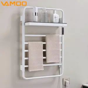 Porte-serviettes chauffant moderne Timing Intelligent Control Salle de bain Porte-serviettes électrique avec étagère Chauffe-serviettes