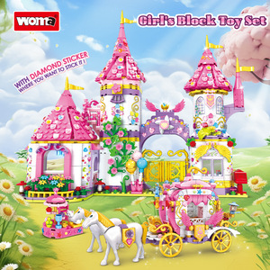 Woma Blocs de construction en plastique ABS assemblés unisexe, très vendus à l'international, Château de rêve de princesse, petites particules, jouet DIY fantaisie - Product Image 1
