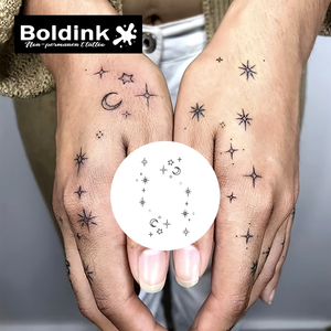 <span class=keywords><strong>Tatuaje</strong></span> Semipermanente Boldink Negro con Diseño de Estrella y <span class=keywords><strong>Luna</strong></span> Brillante, Resistente al Agua, Larga Duración (2 Semanas), Tinta Jagua - Product Image 3