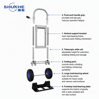 Chariot d'entrepôt pliable robuste à quatre roues, matériau imperméable, service de logo personnalisé, support OEM, outils industriels