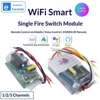 Módulo de Interruptor Inteligente WiFi y RF de 433MHz Evelink RM-7, Control Remoto por Aplicación Móvil y Voz para Circuitos de 1 Vía/2 Vías/3 Vías