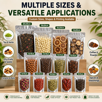 Sachets Doypack Personnalisés Transparents avec Front Argenté, Refermables à Fermeture Zip, pour Emballage Alimentaire, Snacks et Thé, en Mylar