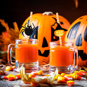 Cannucce di Carta Usa e Getta per Decorazioni di Halloween, Ragni, Zucche, Bastoncini a Strisce, Pezzi Decorativi Sagomati, per Feste - Product Image 5