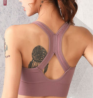 Soutien-gorge de sport OEM sans coutures à fermeture éclair croisée sur le devant, grande taille, respirant, séchage rapide, pour la course, l'entraînement, la gym, le yoga, motif uni pour femme