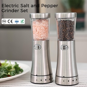 Ensemble de 2 moulins à sel et à poivre électriques rechargeables USB, réglage de la grosseur, moulin à poivre automatique avec base de charge - Product Image 3