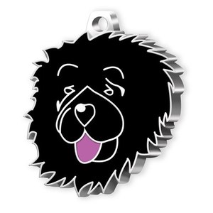 Placa de Identificación para Perro Chow Chow, Colgante de Metal con Esmalte Negro - Product Image 1