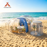 Dôme de glamping géodésique en polycarbonate PC Kawagebo Kamp (KK) 6m + 4m + 2.5m avec salon intégré
