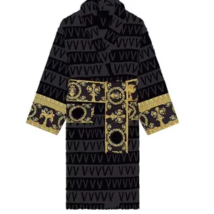 Bata de Baño Larga, Bata de Baño para Hombre y Mujer, Unisex, Ropa de Dormir, Estampado de Letras, Mezcla de Telas Versaelies Versale2 de Algodón, Venta al por Mayor - Product Image 3