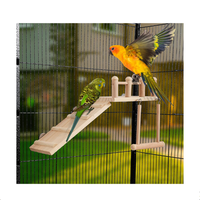 Plateforme d'atterrissage pour oiseaux en bois multifonctionnelle, robuste, sûre et écologique, personnalisable, avec balançoire et échelle