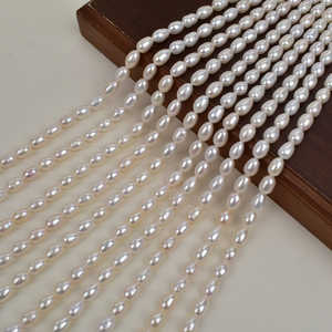 WENCHI 1021 Perles de riz d'eau douce naturelles économiques de 6 mm, blanches, en vrac, 37 cm par lot pour la fabrication de bijoux - Product Image 3
