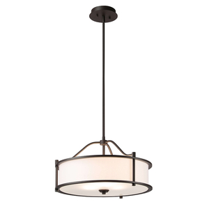 Chúng Tôi Miễn Phí Vận Chuyển Trang Trí Phòng Khách Trắng Vải Bóng Tối Bronze Sắt Mặt Dây Chuyền Trần Đèn Mặt Dây Chuyền Hiện Đại Treo - Product Image 2