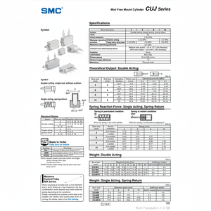 กระบอกเมาท์ฟรี SMC ขนาดเล็ก CDUJB10-10S ชิ้นส่วนนิวเมติก - Product Image 1