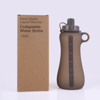 Bouteille d'eau pliable en silicone de qualité alimentaire 600ml 750ml sans BPA, portable, anti-fuite, résistante à la chaleur, réutilisable, tasse de voyage pour l'extérieur