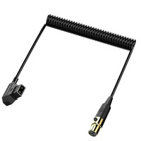Câble d'alimentation rétractable D-Tap 2 broches mâle vers Mini XLR 4 broches femelle, gaine en PVC, blindage tressé, pour moniteur de caméra