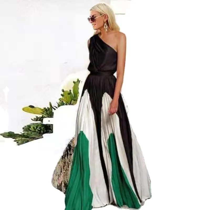 Женская юбка с контрастной строчкой, длинная юбка с принтом, европейский и американский стиль, международная торговля, 2022