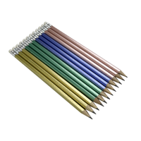 Ensemble de crayons personnalisés certifiés EN71 ISO, crayons hexagonaux en bois multicolores métalliques avec gomme, vente en gros directe d'usine