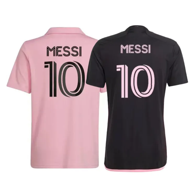 2023 2024 nuova stagione Inter thailandia qualità Quick Dry Mesh abbigliamento da calcio nero rosa Messi 10 maglie da calcio personalizzate per uomo