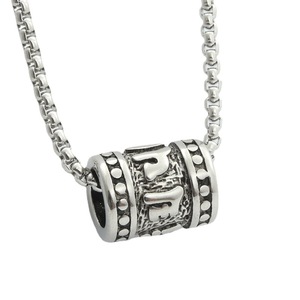 Collier pour homme en acier inoxydable avec pendentif rond à lettres, design géométrique rétro punk, style européen et américain - Product Image 5