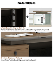 Bureau de direction moderne avec placage bois et finition en cuir taupe, tiroirs inclus, pour mobilier de bureau de PDG, vente en gros directe usine