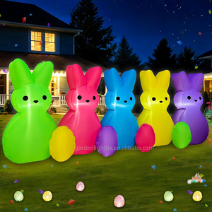 ของตกแต่งกลางแจ้ง ตุ๊กตาเป่าลมรูปครอบครัวกระต่ายพร้อมไข่อีสเตอร์ขนาด 8 ฟุต สำหรับตกแต่งสวน บ้าน สนามหญ้า และงานปาร์ตี้ - Product Image 4